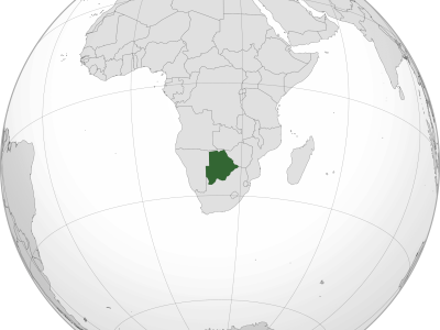 BWA_orthographic.svg Posizione del Botswana nel mappamondo