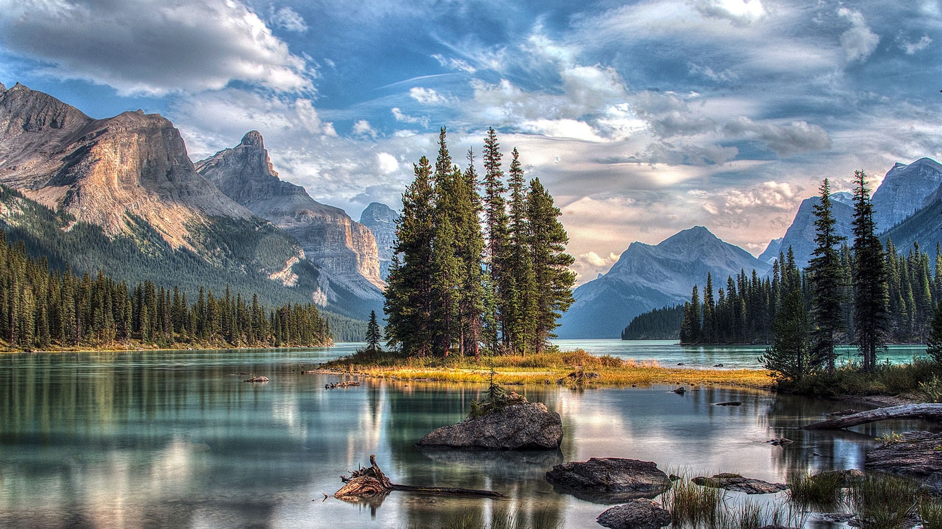 spirit island, alberta, canada isolotto di Spirit Island, Alberta.